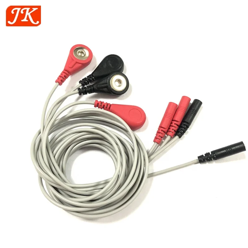 Jinke 3.9mm snap electrode cable digital ems lead wire tens electrodes cable for tens ems machine