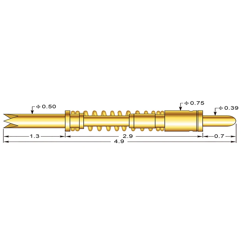 Spring Contact Probes PCB Test Pin Test probe gold-plated Brass Pogo Pin BGA068-1584