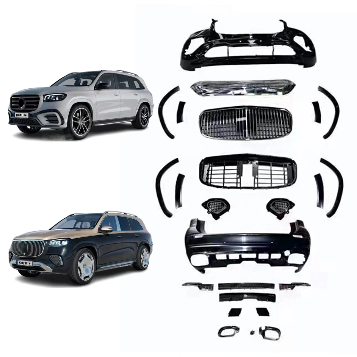 Automotive facelift bumpers body kit for Mercedes Benz GLS Class X167 2024+ escalate to Maybach style