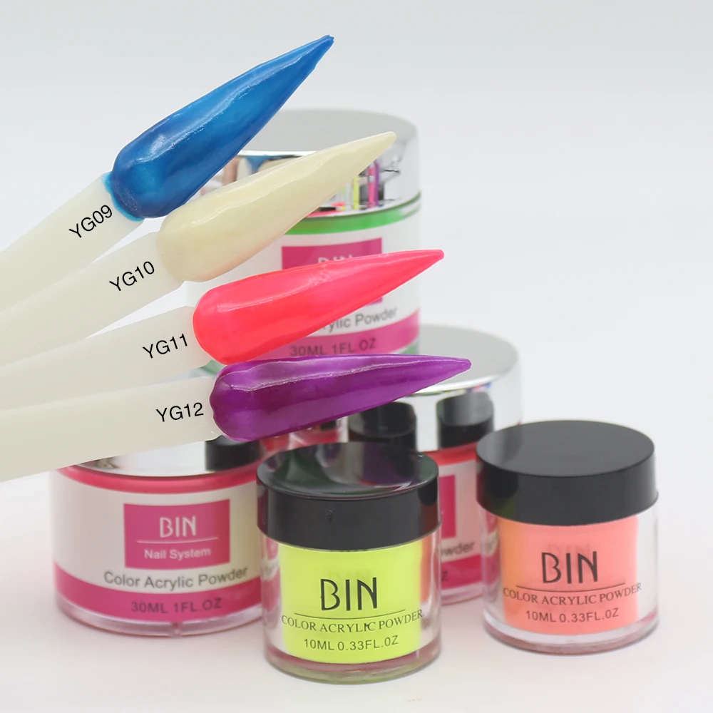 BIN 10ml Neon Acrylic dipping Nail Powder Professional manicure Polymer Powder for Nail Extension