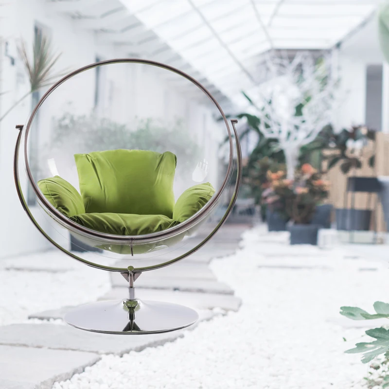 Balcony Furniture Outdoor Bubble hanging chairs acrylic swings with waterproof cushions