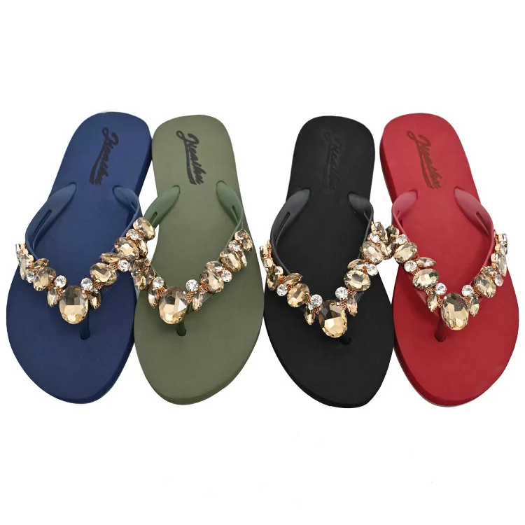 Wedding Glittering Diamond Flip Flop Eva Women Outdoor Soft Beach For Slippers Ladies Slipper