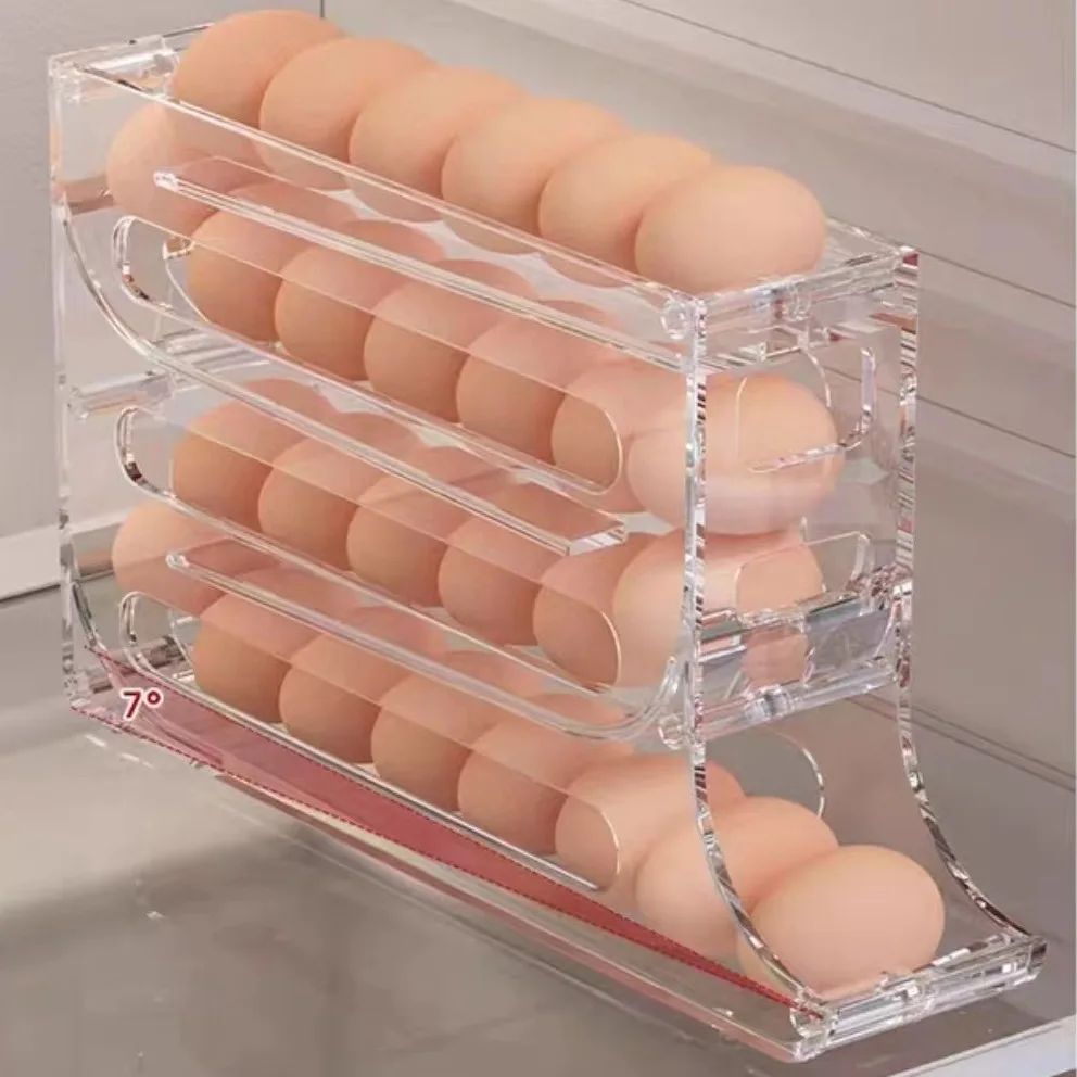 Egg storage 4 layers Four Tiered Slide Type Kitchen Refrigerator Egg Organizer Container Storage Rack egg storage box