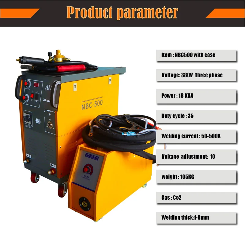 380V Heavy Industry Grade NBC-500A  MIG Welders Carbon Dioxide Gas Shielded Welding Machine with Protection