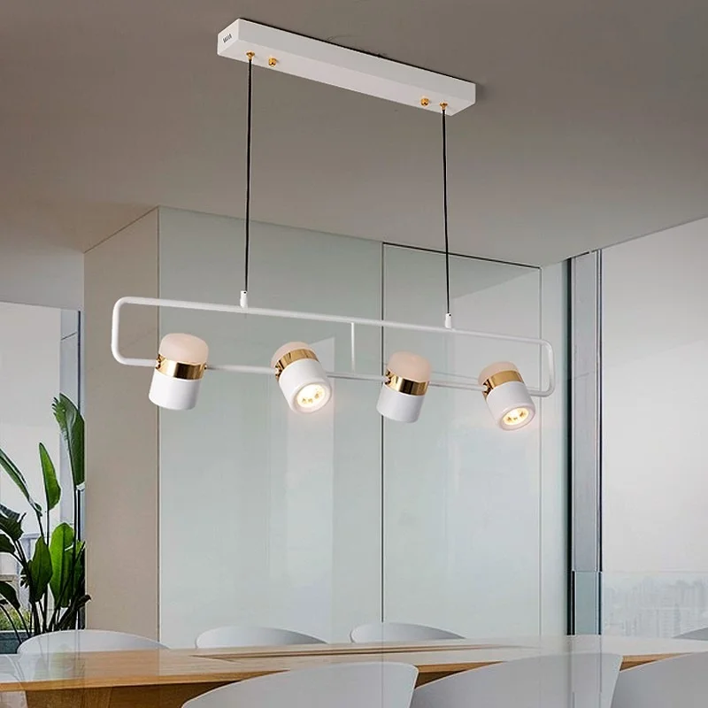 Modern Led Chandelier Lighting White Black Simple Restaurant Cafe Bar Art Hanging Lights Nordic Dining Room Island Pendant Lamp