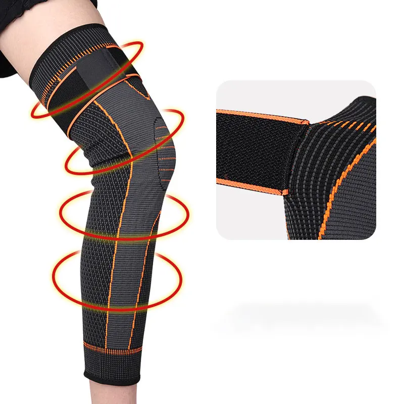 Lengthened Calf Knee Pads Men Women Basketball Running Cycling Non-slip Compression Straps Cold-proof Wormwood Knee Pads