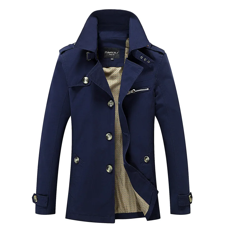 Men Jacket Coat Long Section Fashion Trench Coat Male Casual Fit Overcoat Jacket Outerwear
