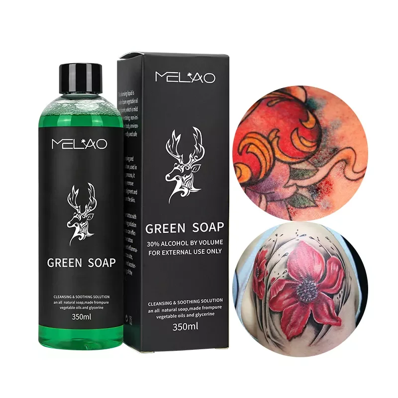 MELAO Tattoo Parlors Custom Vegan Brightening Deep Cleansing Smoothing Tattoo Skin After Care Tattoos Aftercare Green Soap