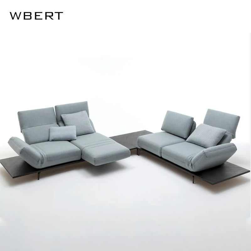 WBERT Italian Minimal Leather Sofa Set Cream Small Family for Living Room or Apartment for Hotels Foshan Furniture