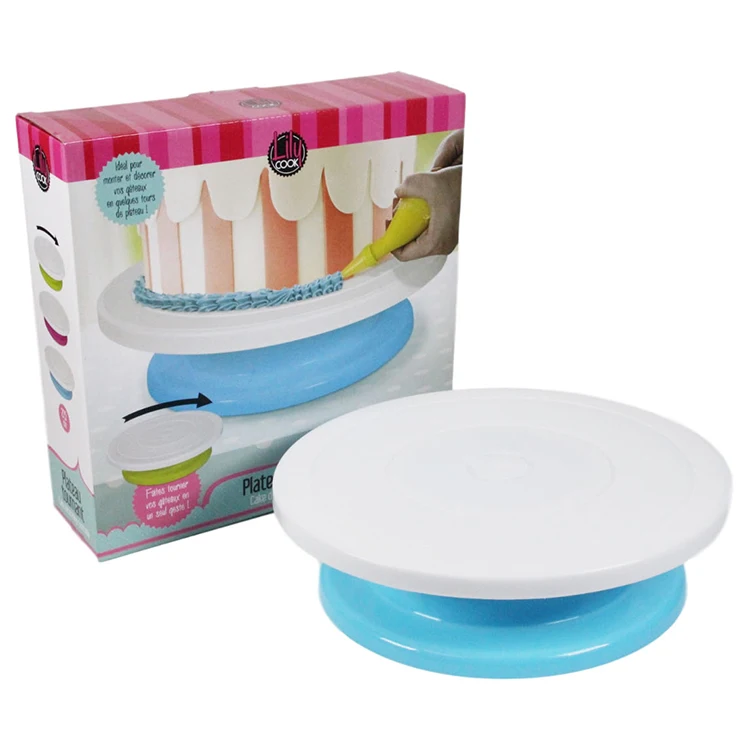 DIY bakeware blue and white baking rotating turntable stand cake decorating rotary table
