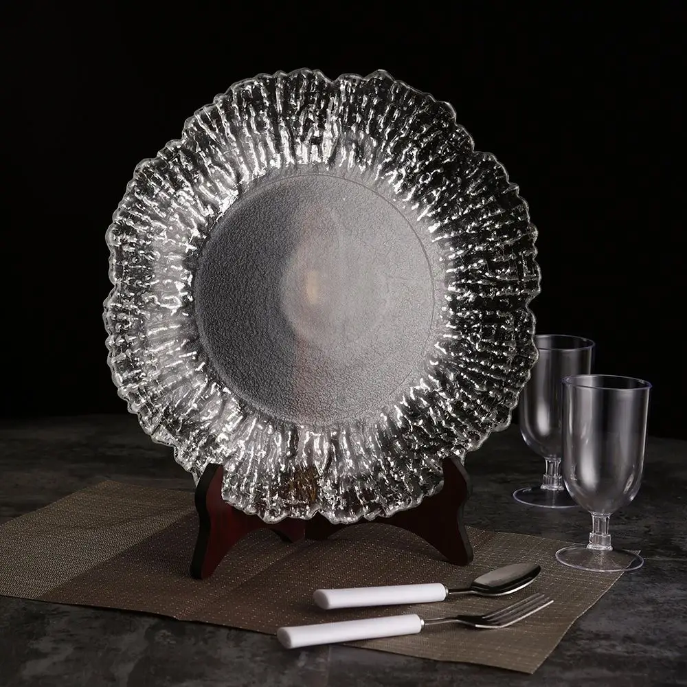 2023 Hot Selling Competitive Price Beaded Transparent Clear Acrylic Charger Plates