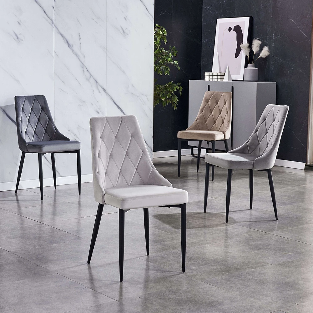 OKAY Nordic Style Chairs Dining Room Furniture Metal Gold Leg Dining Chair Velvet Dinning Chair