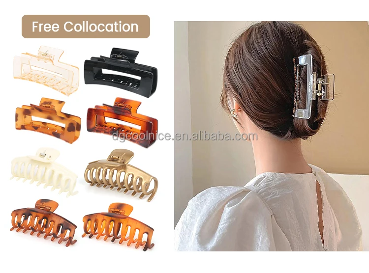 Wholesale Plastic Square Hair Clip Matte Candy Color Strong Hold Hair Claw Clip For Women