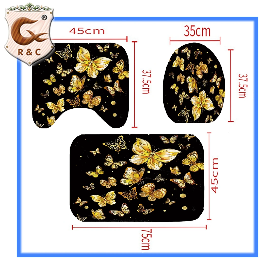 Лидер продаж, набор занавесок для душа из полиэстера, оптовая продажа, низкая цена, современные занавески с бабочками на заказ