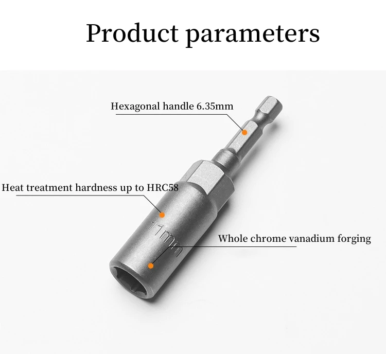 1/4 6-19mm Nut Quick Sleeve Tool Driver 8mm Deepening Non-magnetic Wind Batch Sleeve Pneumatic Inner Hexagonal Wind Batch Head