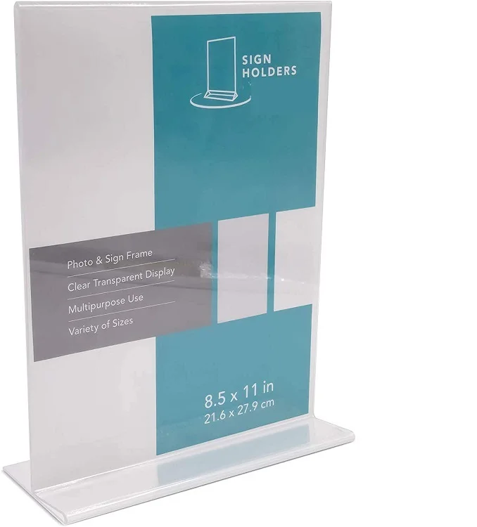 High Quality T Shape 6 Pack A4 A5 A6 Modern Customized Acrylic Display Stand Acrylic Sign Holder