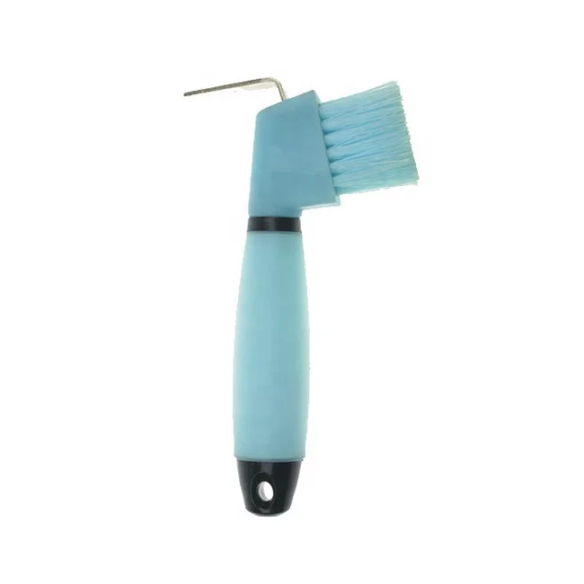 Professional Animal Equine  Grooming Soft Silica Gel Handle Horse Hoof Pick knife with Brush