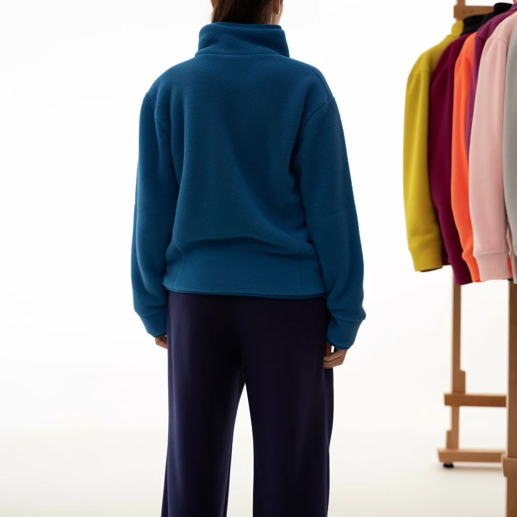 Hot Sale Women Polar Fleece Sweatshirts Hoodies Custom Windproof Polo Collar Pullover Sports Tops Sweatshirt