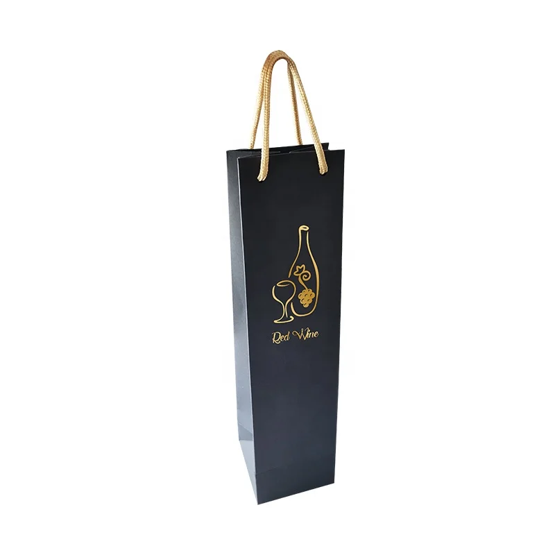 Brown Christmas Red Wine Bag with Rope Handle Custom Kraft Paper Gift Bags with Handle for Champagne Alcohol Black Wine Gift Bag