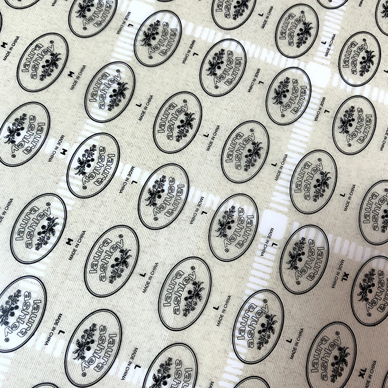 Garment tagless washing care label screen heat transfer printing for clothing