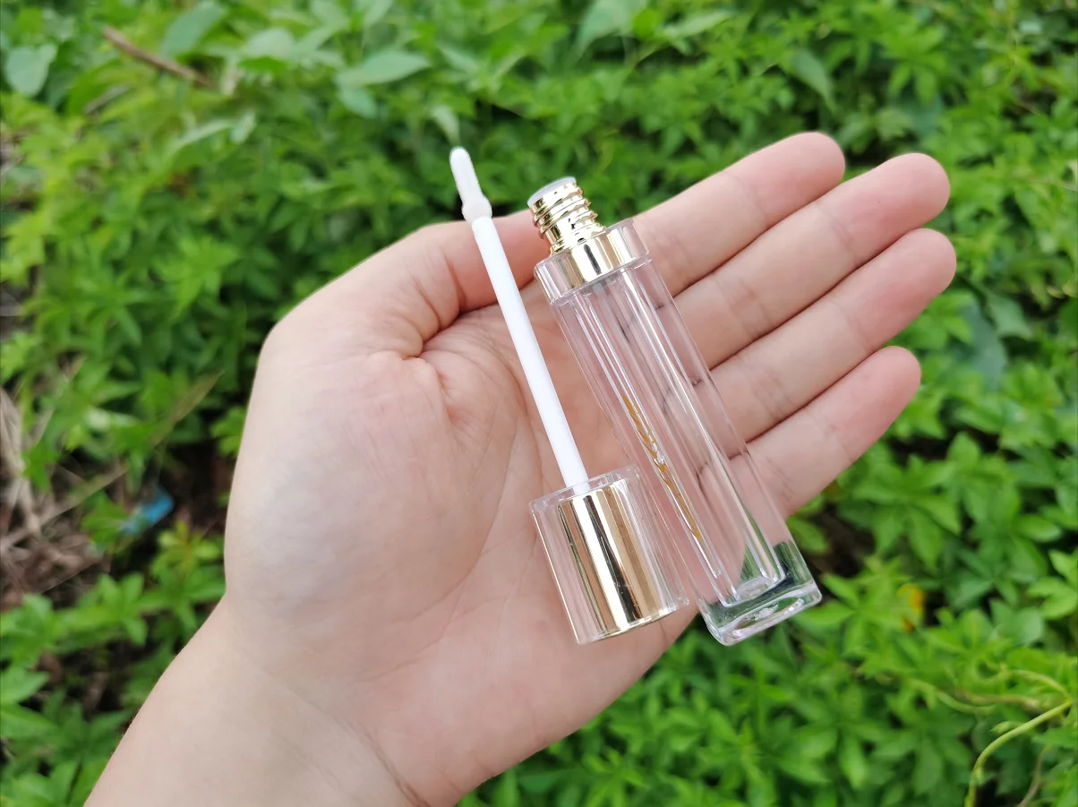 Private Label 8ml Clear Empty Gold Lip Gloss Tube