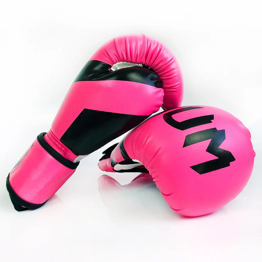 Оптовая продажа, Индивидуальные боксерские перчатки OEM из искусственной кожи с поддержкой запястья, черного цвета, 8 унций, 10 унций, 12 унций, 14 унций, 16 унций