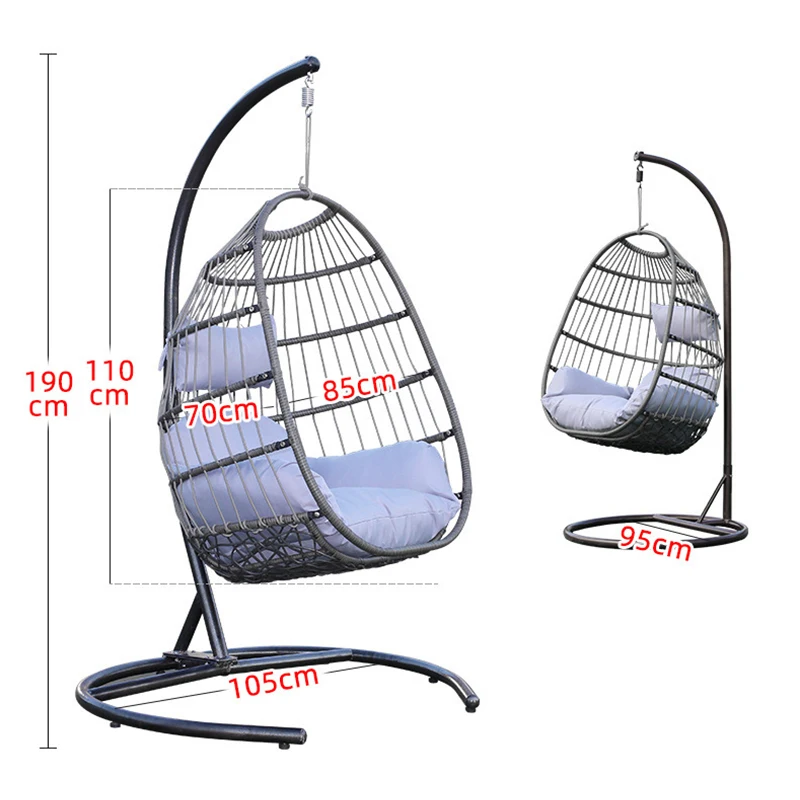 New high quality outdoor single seat garden furniture rattan terrace pretty leisure modern egg shape garden rattan swing chairs