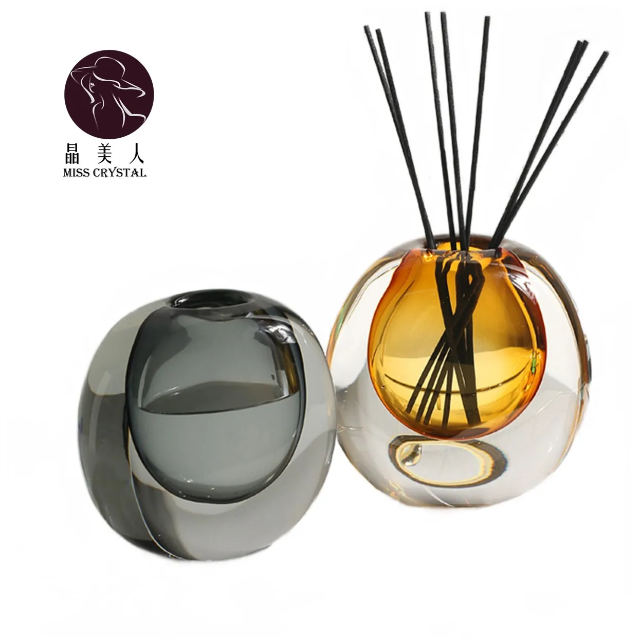 Manually Thick Bottomed Round Glassware Flower Bud Vase Hand Blown Glass Vase With Bubble for Table Decoration