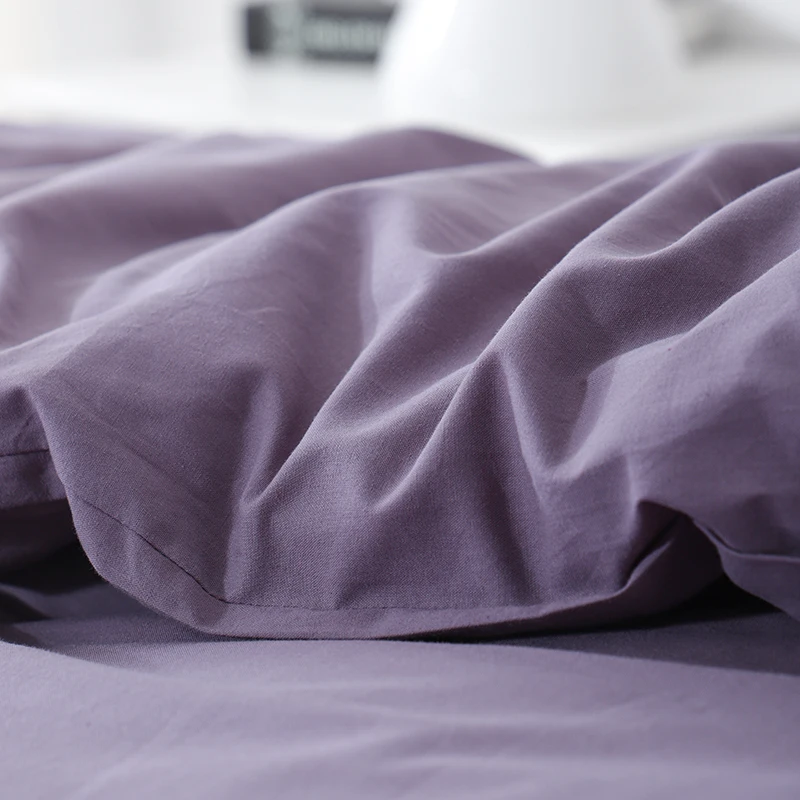 Solid Color Purple Bed sheets Bedding Set 3 or 4 pcs