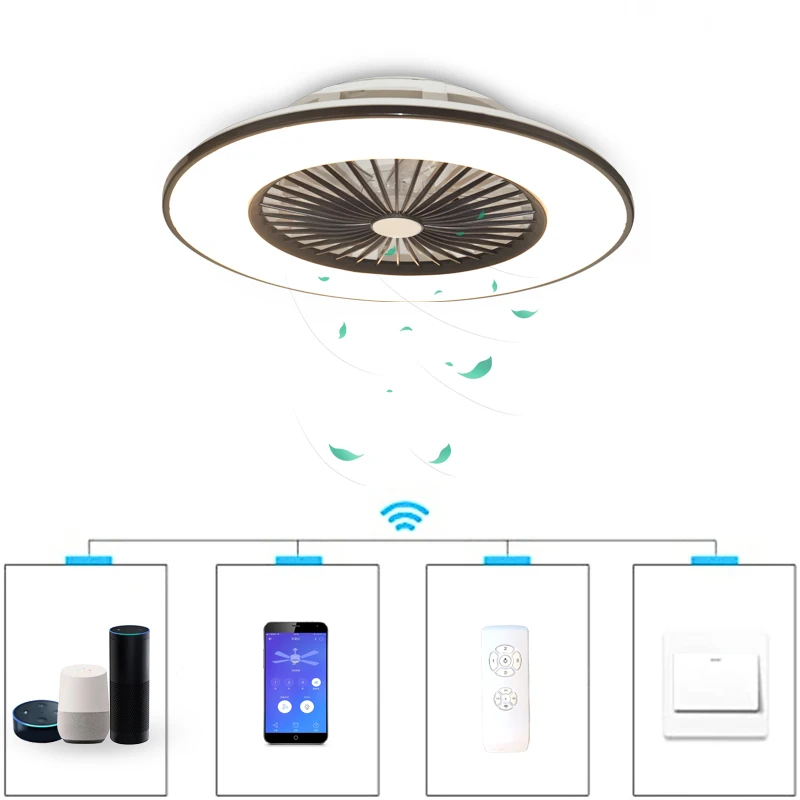 Nordic Bedroom Ceiling Fan Lamp Macaron Electric Fan Restaurant Household Integrated Simple Fan Chandelier