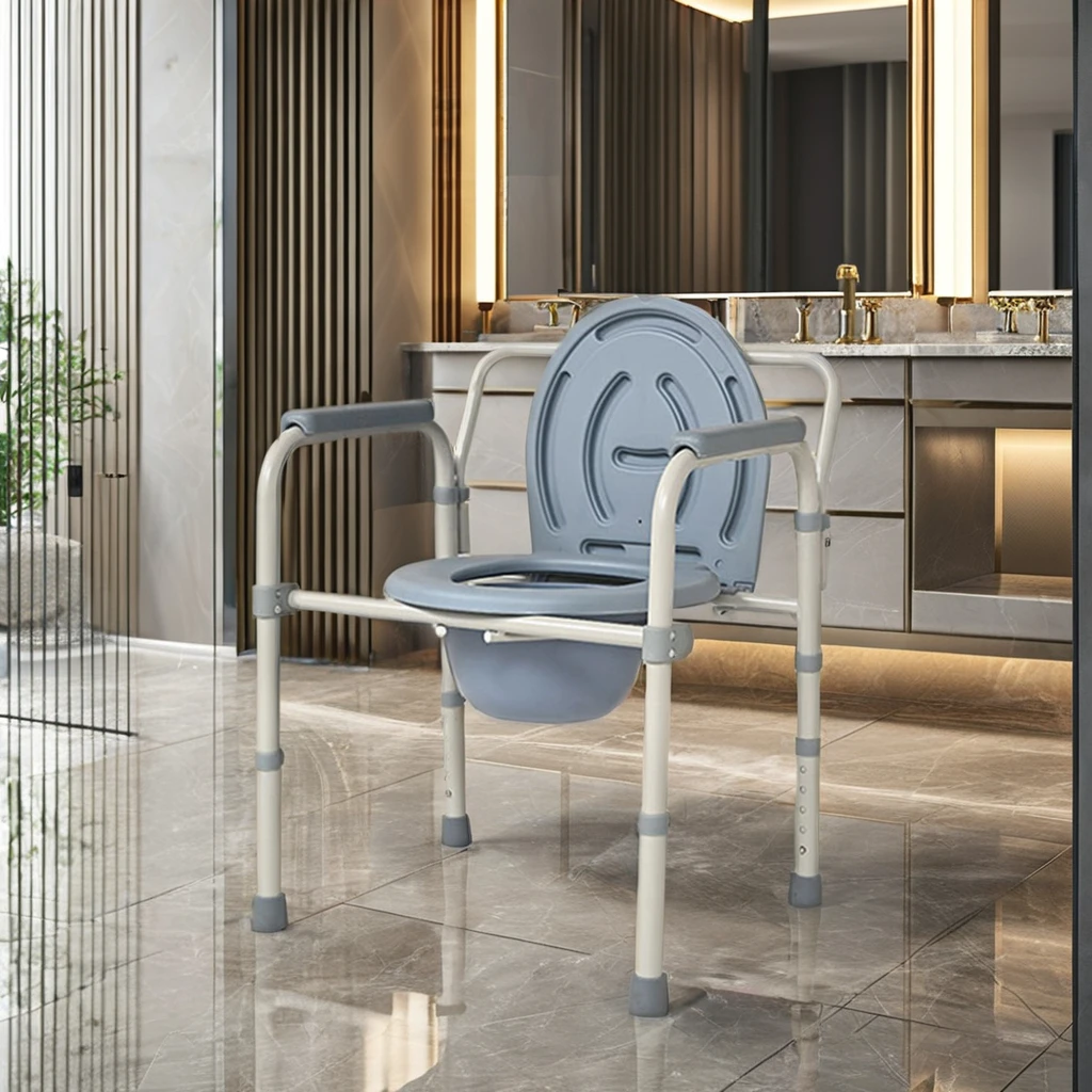 Hospital-Used Plastic Foldable Bedpan Elderly Patient Commode Toilet Chair Mobile Shower Bathroom Safety Equipment