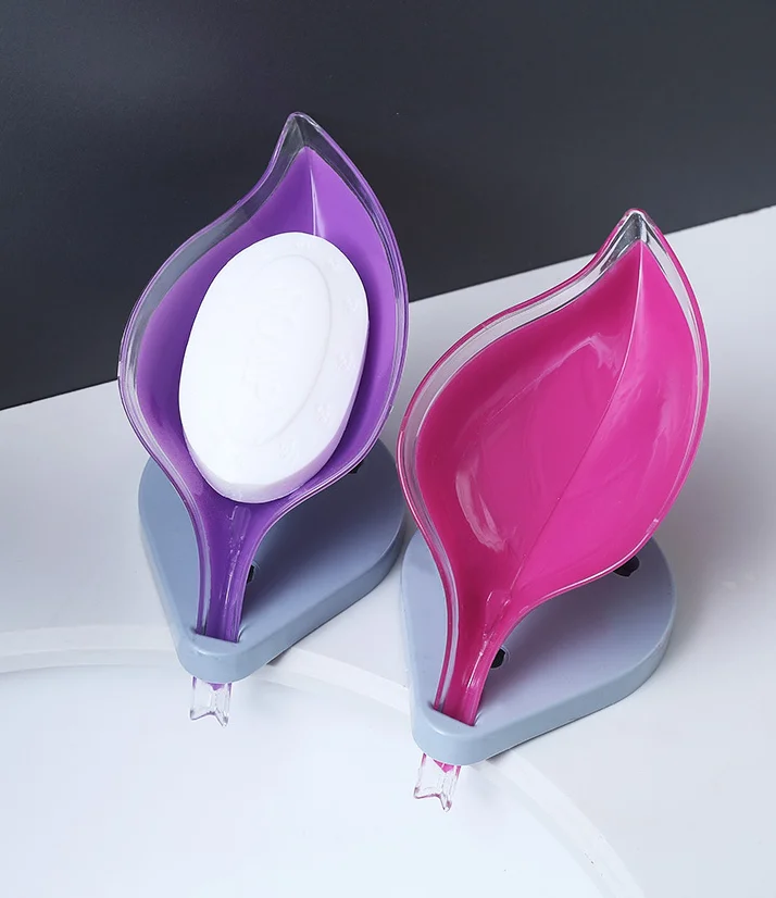 Self Draining Leaf Shape Soap Box Soap Holder with Draining Tray for Shower Bathroom Kitchen