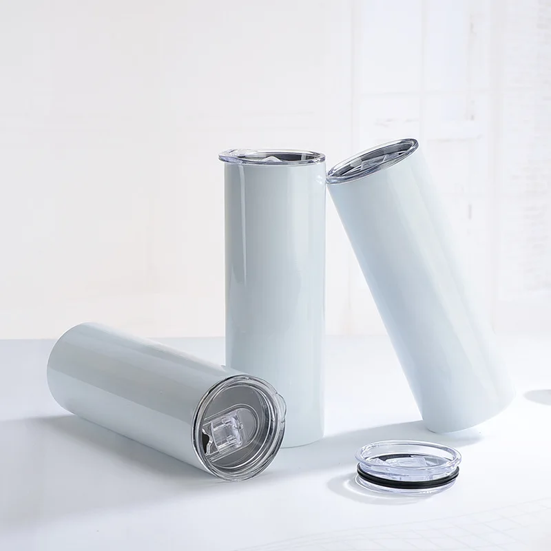 20oz Stainless Steel Sublimation Straight Cup Double Layer Straight Tube Transfer Coating Car Water Bottle Mug Custom Diy logo