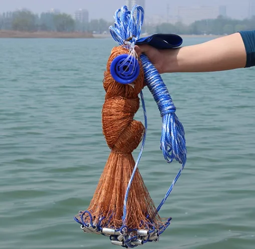 1/2inch Mesh Size for Bait Shrimp Trap Fish Heavy Duty Sinkers Throw Net American Fishing Cast Net