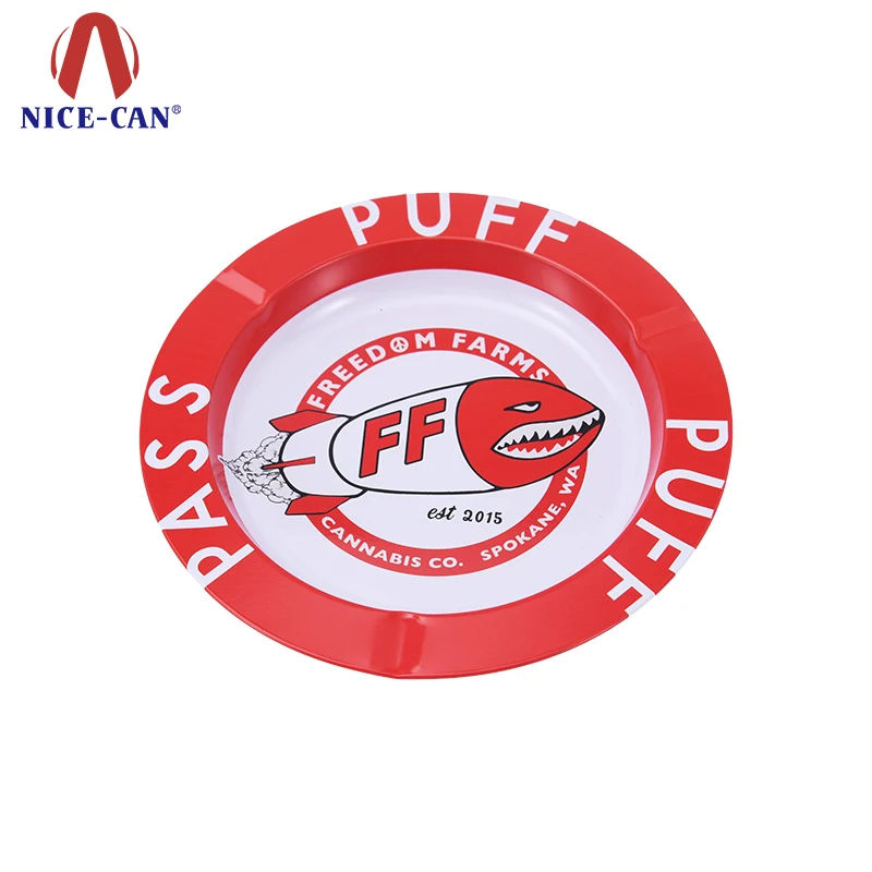 Guangzhou Factory Round Portable Metal Ashtray For Cigarettes Outdoor Home Office Tin Ashtray Custom