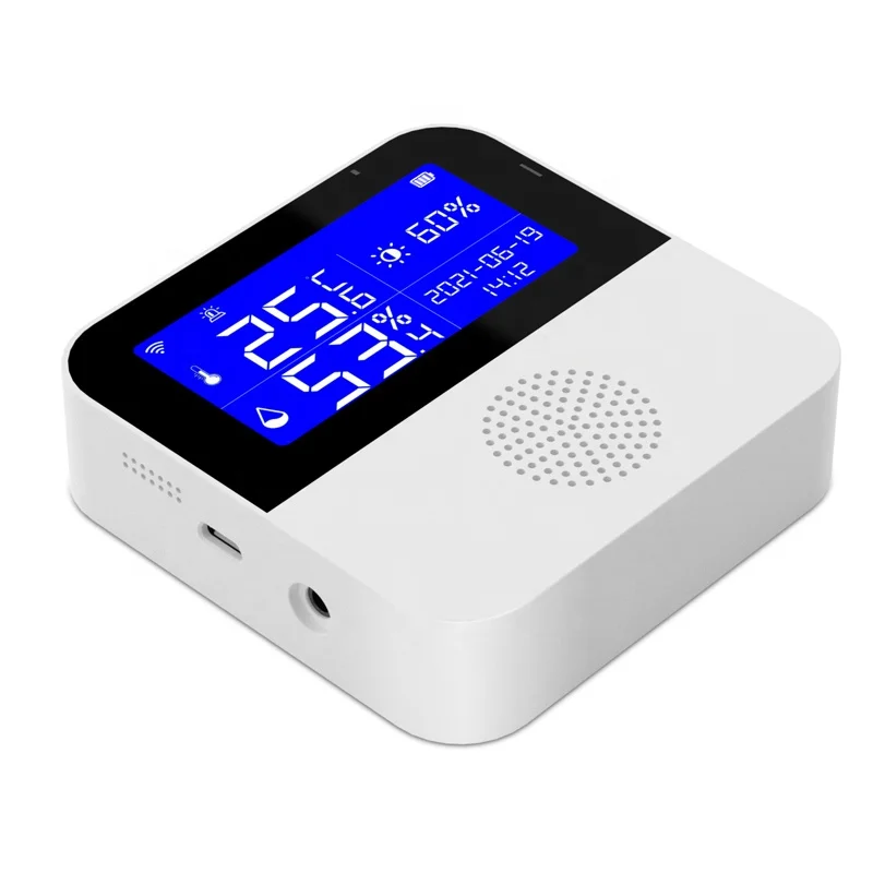Tuya APP Smart Home Brightness Indicator Amazon Alexa Google Assistant LCD Display WiFi Digital Temperature Humidity Sensor