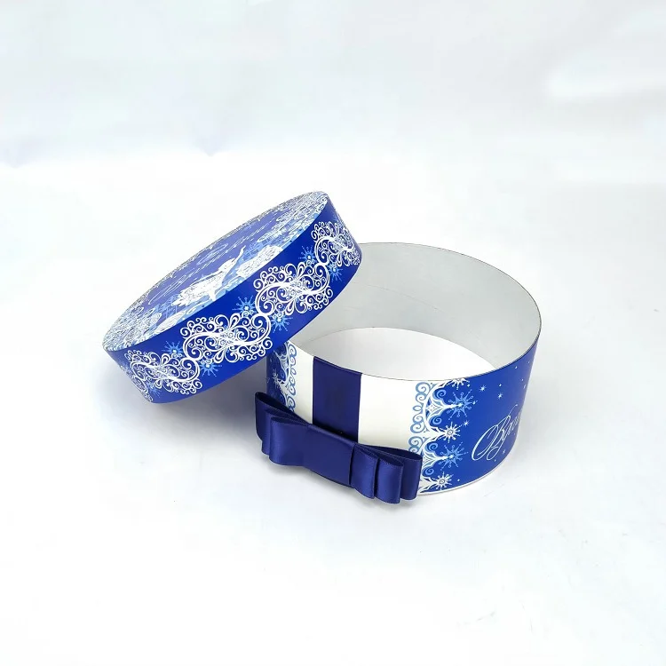 Custom Logo Xmas Paper Cardboard Gift Box Round