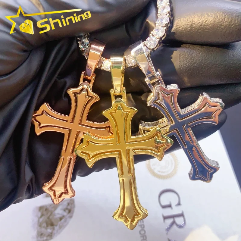 Оптовая цена Высокое качество хип-хоп кулон 925 стерлингового серебра GRA Сертифицированный Муассанит крест