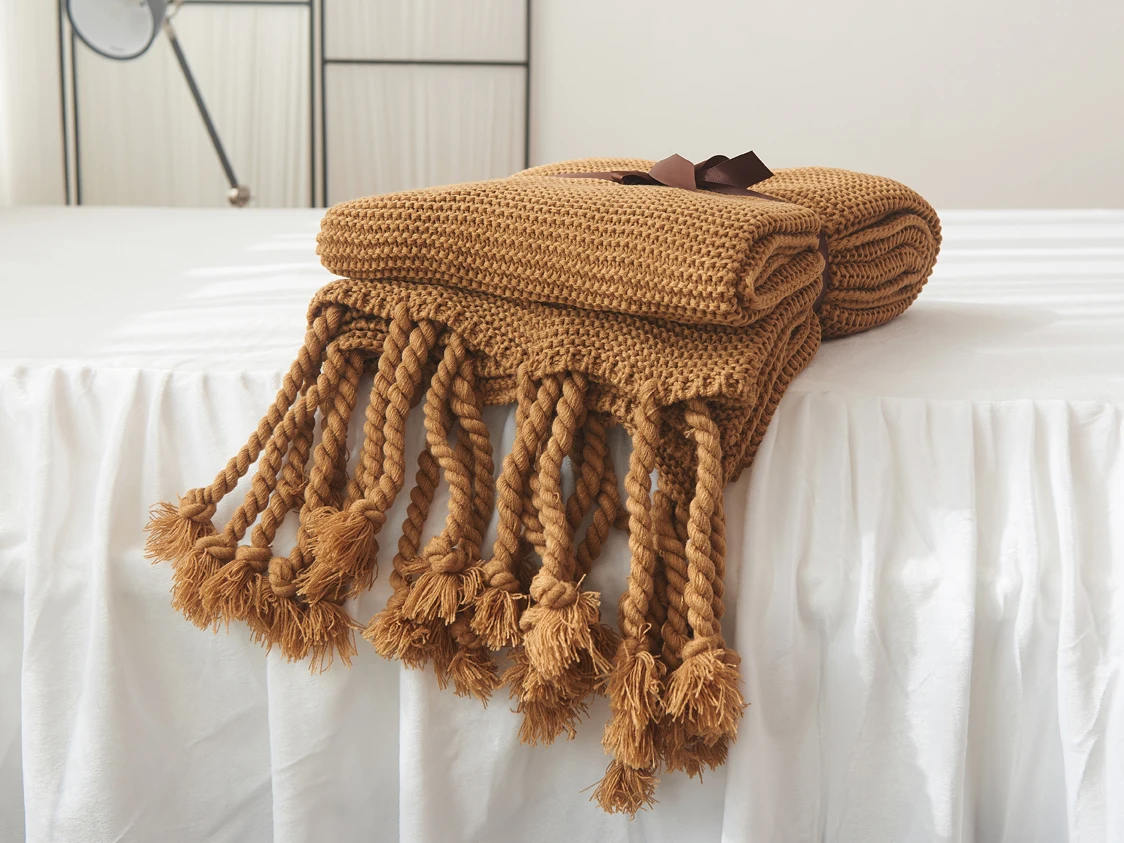 
Super Soft Sublimation Luxury Zero Defect hrowing Knive Knife Sofa Knit Throw Tassel Blanket for Hotel plane 