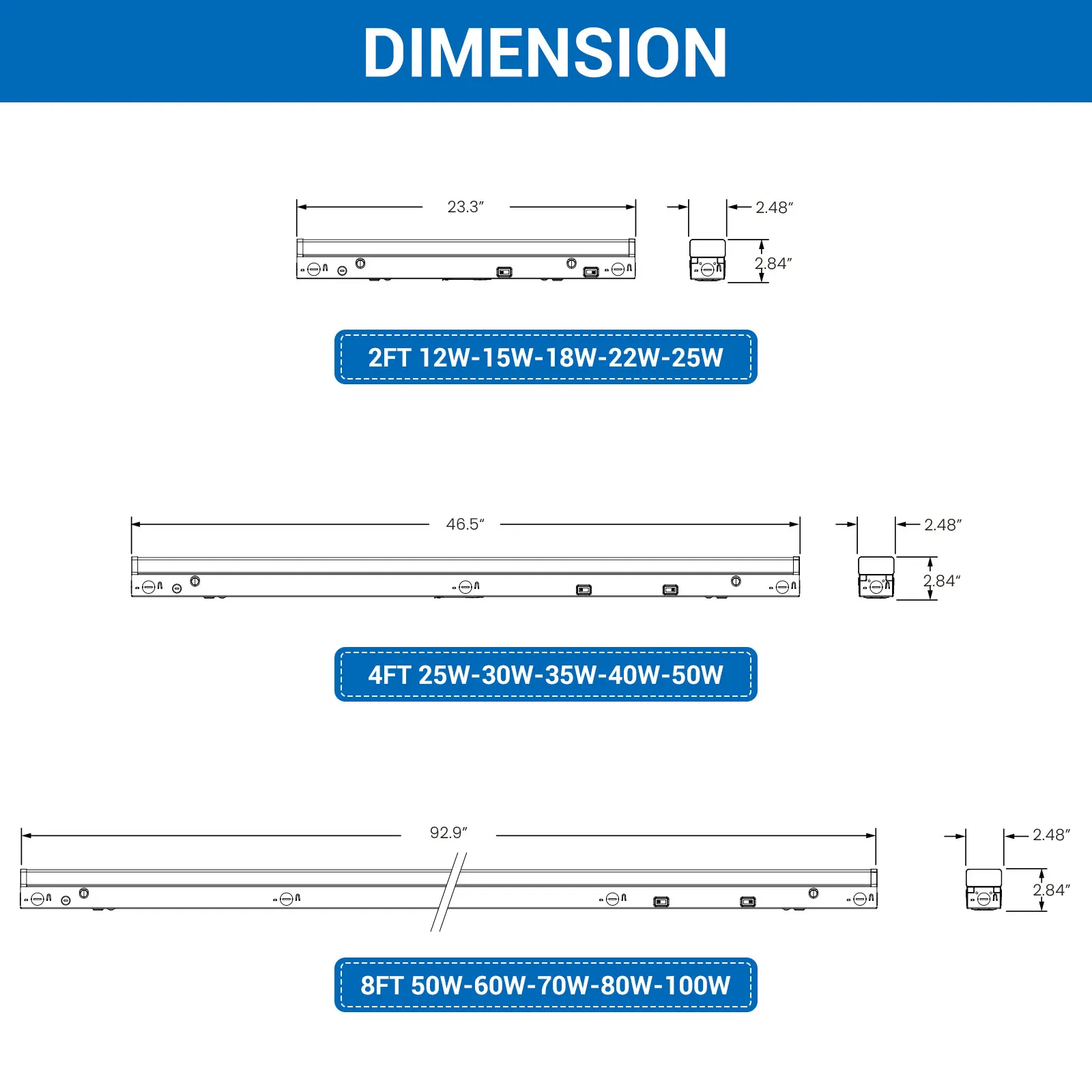 NEW 1200mm led strip lights for indoor low price 4ft 0-10V dimm linkable led linear batten light 120-277V  25W 30W 35W 40W 50W