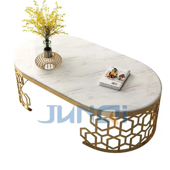 gold frame  palpable leather design  Metal Modern Tea Table High Gold Coffee Table