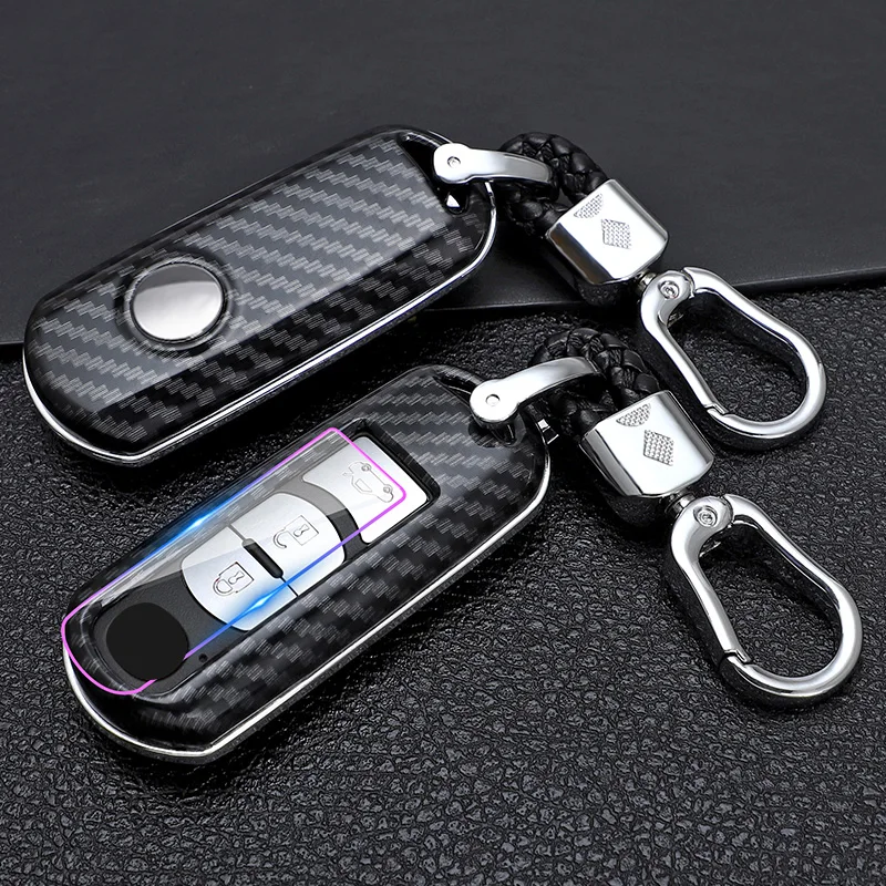 Carbon Fiber Car Smart Key Full Cover For Mazda 6/3/2 Axela Atenza CX-5 CX5 CX-7 CX-9 2015-2019 Accessory