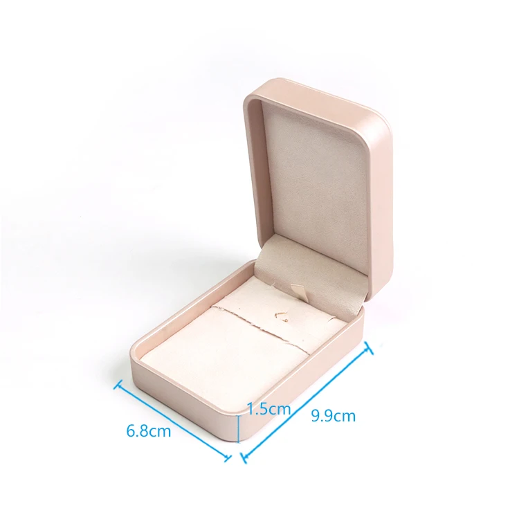 Hot Sale Champagne Pu Leather Pendant Jewelry Box Soft Velvet Lining Jewellery Earrings  Packaging Case with Custom Logo