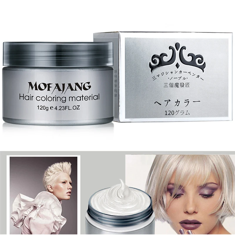 MOFAJANG Instant Hairstyle Cream 4.23 oz Hair Pomades Hairstyle Wax for Men and Women Temporary White Hair Color Wax