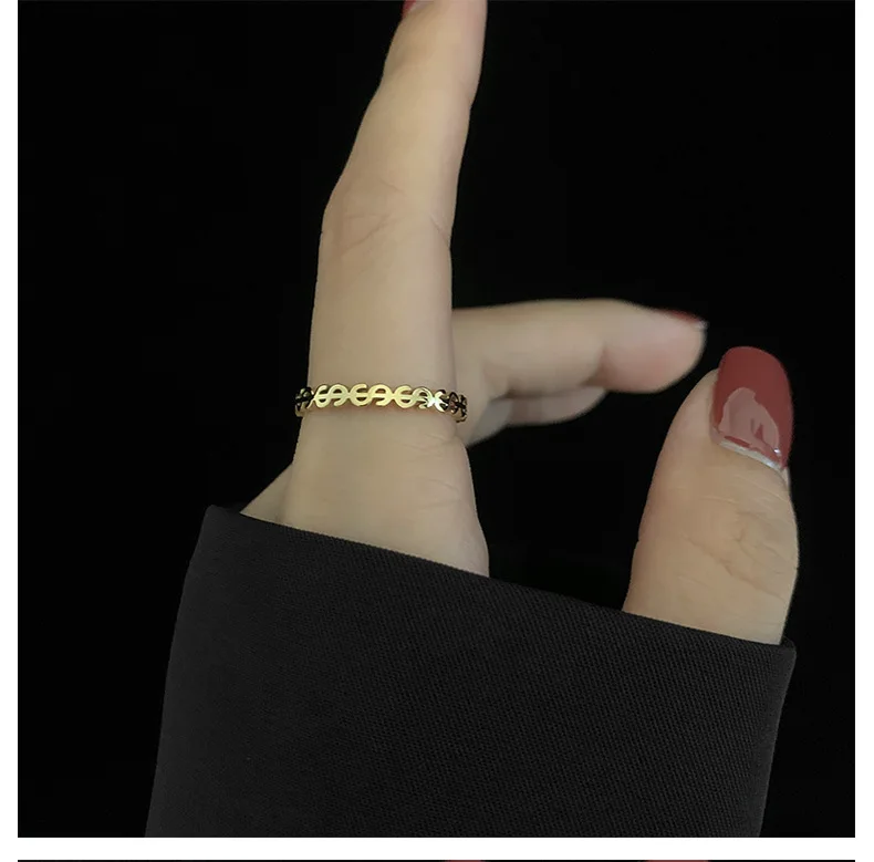 Fashion Dollar Sign Stainless Steel Ring Women Fashion 18k Gold Plated Ring