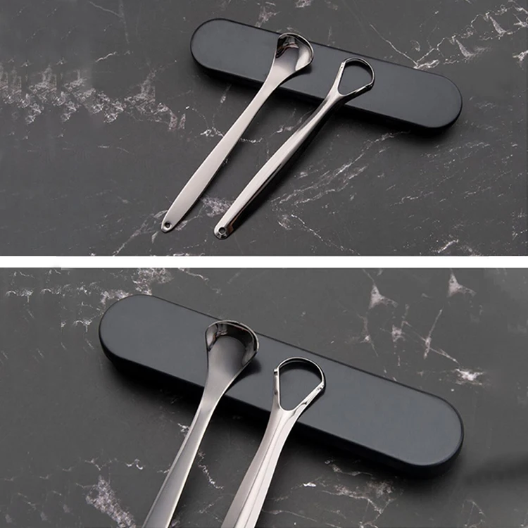 
Private Label Premium Personal Cleaner Tools, Stainless Steel Tongue Scraper With Portable Metal Box 