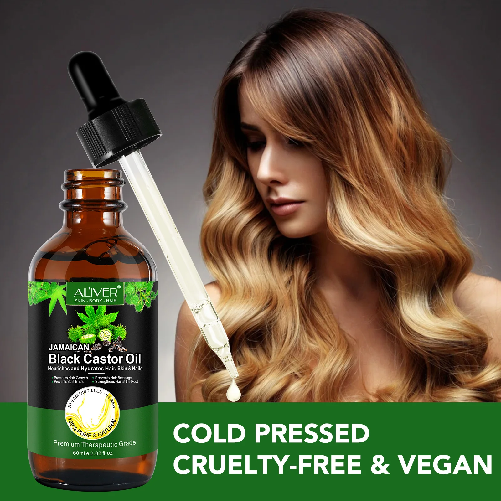 Massage Castor Oil Pack Wrap Aliver Pure Natural Hair Growth Jamaican Black Castor Oil Hair Products Essential Oil