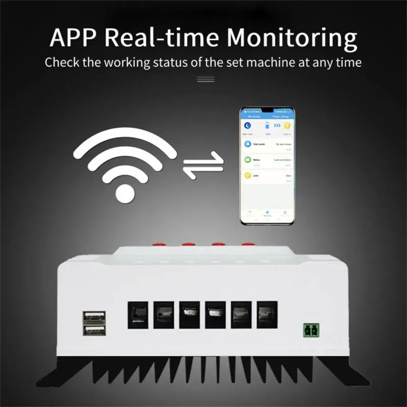 Solar Controller 10-60A MPPT PV System Controller Regulator WIFI APP Monitor LED Display USB Intelligent Charging Solar Tracker