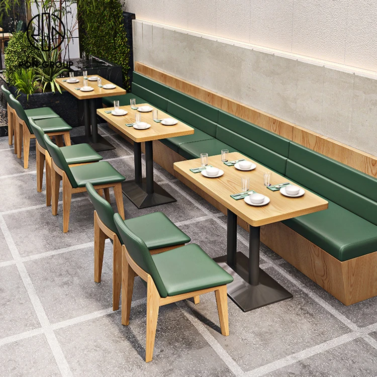 Leather modern curved half circle round coffee shop commercial wood cafe restaurant furniture booth seating table and chair set
