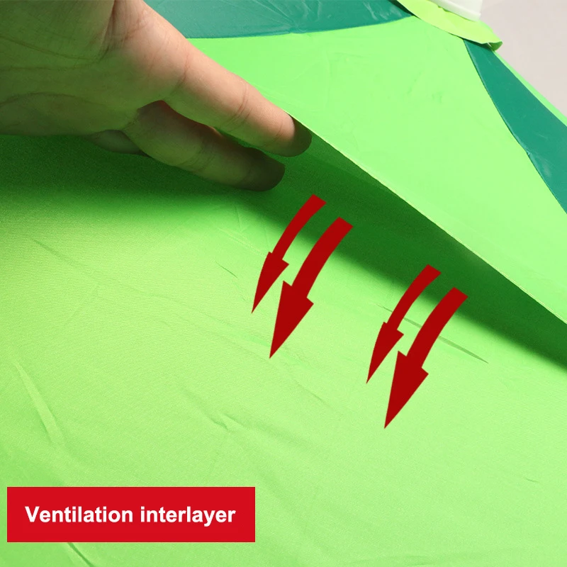 2m 2.2m Foldable Three Sections Outdoor Waterproof Green Blue Large Fishing Umbrella with Tilt Canopy